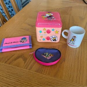 Vintage Chuck E. Cheese Jewelry Box, Coin Purse, Velcro Wallet and Mini Mug